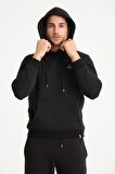 Siyah Kanguru Cepli Kapüşonlu Erkek Sweatshirt