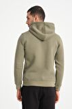 Yeşil Kanguru Cepli Kapüşonlu Erkek Sweatshirt
