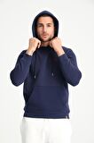 Lacivert Kanguru Cepli Kapüşonlu Erkek Sweatshirt