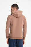 Kahve Kanguru Cepli Kapüşonlu Erkek Sweatshirt