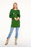 FTZ Women Kadın Önü Pul Detaylı Tunik Yeşil