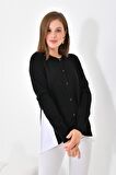 Ftz Women Kadın Poplin Kumaş Detaylı Hırka Siyah 20526