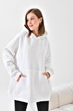 Ftz Women Kadın 3 İp Şardonlu Kapüşonlu Sweatshirt Ekru 10000