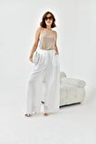 Ftz Women Kadın Lastikli Pleli Pantolon Ekru 30762