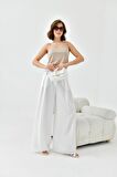 Ftz Women Kadın Lastikli Pleli Pantolon Ekru 30762