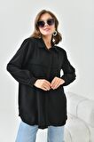 Ftz Women Kadın File Detaylı Gömlek Siyah 30796