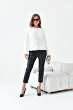 Ftz Kadın Düğme Detaylı Hırka Ekru 20788