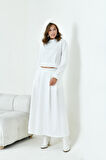 FTZ Women Kadın Bebe Yaka Etekli İki İp Takım  Ekru 30967