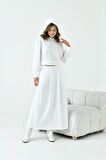 FTZ Women Kadın Bebe Yaka Etekli İki İp Takım  Ekru 30967