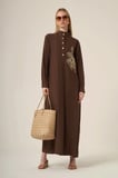FTZ Women Kadın Selin İşlemeli Elbise  Kahve 31336