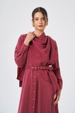 FTZ Women Kadın İpek Kupra Elbise  Bordo 31356