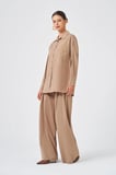 FTZ Women Kadın Zincir İşleme Tencel Keten Takım  Vizon 31374