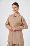 FTZ Women Kadın Zincir İşleme Tencel Keten Takım  Vizon 31374