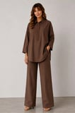 FTZ Women Kadın Keten Takım  Kahve 31398