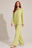 FTZ Women Kadın Taş Detay Keten Takım  Mint 31396