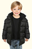 Erkek Çocuk Polarlı Kürklü Kapüşonlu Su Geçirmez Rüzgara Dayanıklı Şişme Kışlık Mont Kaban