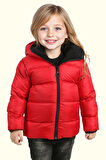 Kız Çocuk Polarlı Kürklü Kapüşonlu Su Geçirmez Rüzgara Dayanıklı Şişme Kışlık Mont Kaban