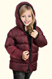 Kız Çocuk Polarlı Kürklü Kapüşonlu Su Geçirmez Rüzgara Dayanıklı Şişme Kışlık Mont Kaban