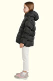 Kız Çocuk Polarlı Kürklü Kapüşonlu Su Geçirmez Rüzgara Dayanıklı Şişme Kışlık Mont
