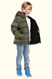 Erkek Çocuk Polarlı Kapüşonlu Su Geçirmez Rüzgara Dayanıklı Şişme Kışlık Mont