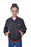 Kız Çocuk Kolej Yaka Astarlı Su Ve Rüzgar Geçirmez Fermuarlı Mont Ceket