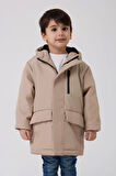 Erkek Çocuk Kürklü Su Ve Rüzgar Geçirmez Kapüşonlu 3 Kışlık Mont & Kaban & Parka