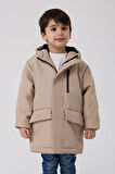 Erkek Çocuk Kürklü Su Ve Rüzgar Geçirmez Kapüşonlu 3 Kışlık Mont & Kaban & Parka