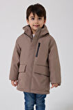 Erkek Çocuk Kürklü Su Ve Rüzgar Geçirmez Kapüşonlu 3 Kışlık Mont & Kaban & Parka
