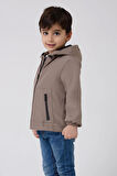 Erkek Çocuk Astarlı Su Ve Rüzgar Geçirmez Kapüşonlu Çift Fermuarlı Yağmurluk