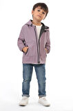 Erkek Çocuk Astarlı Su Ve Rüzgar Geçirmez Kapüşonlu Çift Fermuarlı Yağmurluk