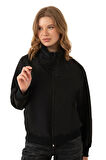 Spor Kadın Taş Dik Yaka Su ve Rüzgar Geçirmez Oversize Crop Mevsimlik Yağmurluk Rüzgarlık