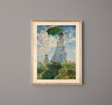 Monet Walking With Parasol Ahşap Tablo