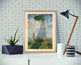 Monet Walking With Parasol Ahşap Tablo
