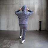 Unisex Üç İplik Şardonlu Oversize Hoodieli Eşofman Takımı