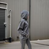 Unisex Üç İplik Şardonlu Oversize Hoodieli Eşofman Takımı