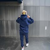 Unisex Üç İplik Şardonlu Oversize Hoodieli Eşofman Takımı