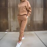 Oversize İki İplik Şardonlu Beli Lastikli Kadın Eşofman Takımı