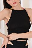 Sırt Detay Neon Askılı Crop Body
