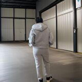 Unisex Üç İplik Şardonlu Kapüşonlu Hırkalı Eşofman Takımı