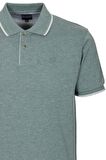 Erkek Polo Yaka Tişört Yeşil %100 Pamuk Slim Fit Ribanalı Kol T-shirt NCS JEANS 1245