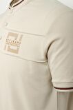 Erkek Taş Slim Fit Hakim Yaka Ribanalı Baskılı %100 Pamuk T-shirt Jeans 1975