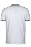 Beyaz Erkek Slim Fit Kırışmaz Polo Yaka Fitil Renk Geçişli Kol Ribanalı %100 Pamuk T-shirt JEANS 1163