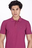 Erkek Mürdüm Polo Yaka Cepsiz Slim Fit Dar Kesim %100 Pamuk Düz Tshirt 1055 NCS