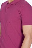 Erkek Mürdüm Polo Yaka Cepsiz Slim Fit Dar Kesim %100 Pamuk Düz Tshirt 1055 NCS