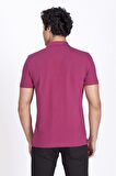 Erkek Mürdüm Polo Yaka Cepsiz Slim Fit Dar Kesim %100 Pamuk Düz Tshirt 1055 NCS