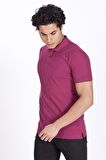 Erkek Mürdüm Polo Yaka Cepsiz Slim Fit Dar Kesim %100 Pamuk Düz Tshirt 1055 NCS