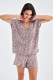 Peraluna RENGE BLOUSE & SHORTS Yazlık Viskonlu Kadın Triko Şort Takım Lila
