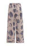 Peraluna ROSA TROUSER Gül Desenli Cepli Saten Kadın Pantolon Koyu Pudra/Mor