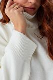 Peraluna MACUMBA PULLOVER Balıkçı Yaka Yumuşak Dokulu Kadın Triko Kazak Beyaz