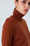 Peraluna VALERIA PULLOVER Boğazlı İnce Kadın Triko Kazak Kahve